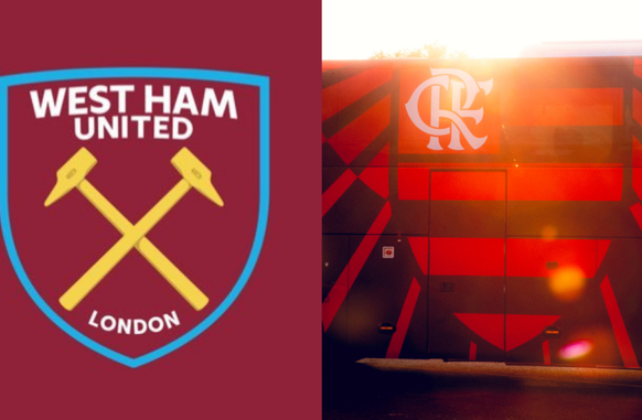 Time inglês provoca Flamengo após anunciar contratação de atacante (Foto: Divulgação: West Ham / Divulgação: Flamengo)