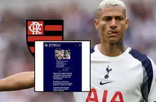 Richarlison, do Tottenham, está sendo especulado no Flamengo, mas nega saída do Tottenham (Foto: Reprodução / Redes Sociais)